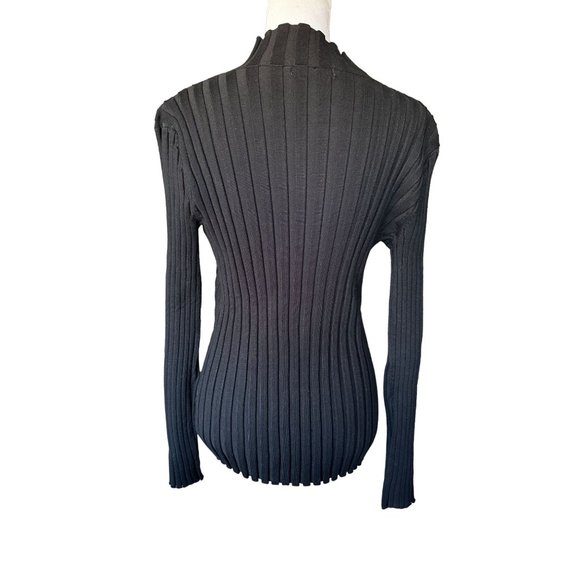 Belldini Sweater Cardigan Women Sz XL Black Full Zipper Rhinestones Stretch Knit - Picture 4 of 12